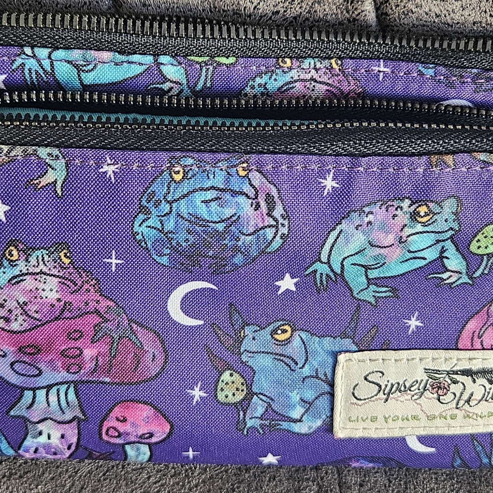 Purple Crossbody Bag with Frog Design